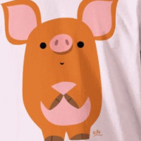Shy Cartoon Pig custom children  T-shirt T-shirt