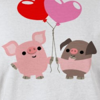 Tangled Hearts (Cartoon Pigs) Women T-shirt T-shirt